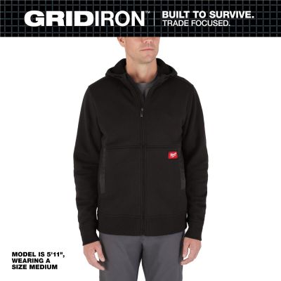 MLWM250B-XL image(0) - Milwaukee Tool GRIDIRON Full-Zip Hoodie- Black- XL