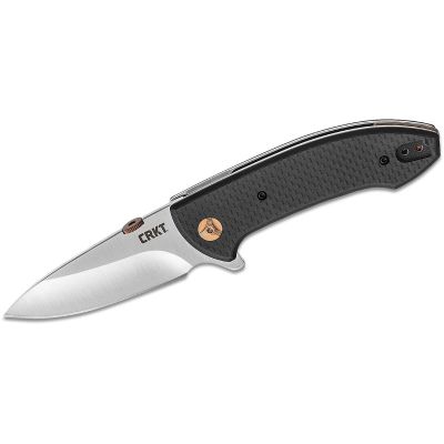 CRK4620 image(0) - CRKT (Columbia River Knife) Avant 8Cr14MoV Satin Plain Blade Folding Knife with Liner Lock Carbon Fiber w/G10 Base Handle - Black