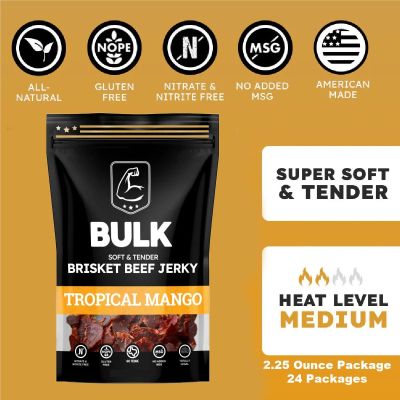 BLOISN-MANGOBR-24 image(0) - BULK Jerky Tropical Mango Brisket Beef Jerky - 2.25 ounce package (24 packages)