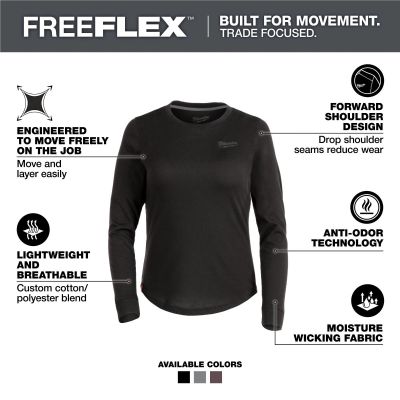 MLWF552B-M image(1) - Milwaukee Tool Womens FREEFLEX Hybrid Tee - Long Sleeve Black M