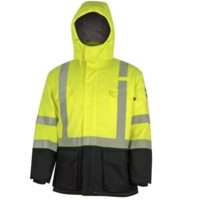 OBRZFC309-2XL image(0) - Oberon  Safety Parka - FR/Arc-Rated - PU/Cotton - Hi-Viz Yellow - Size: 2XL