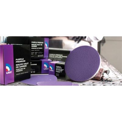 USA991416 image(0) - USC ABRASIVES Purple Premium 991416 Sanding Disc, 6 in Dia, P400 Grit, Film Backing, Wet/Dry, Hook and Loop Attachment