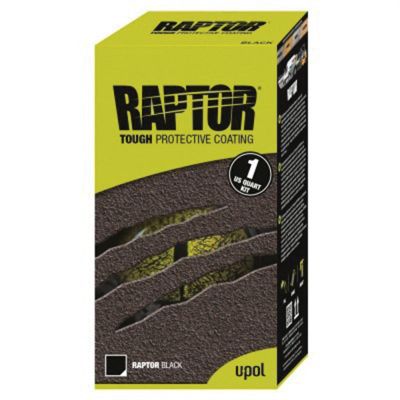 UPO4803 image(0) - U Pol Products RAPTOR UP4803 2.6 VOC Raptor Kit, 1 qt Spray Bottle, Black, 30 sq-ft Coverage, 5 to 7 days Curing