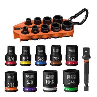 KLE33809 image(0) - Klein Tools Grab-And-Go Impact Socket Set, SAE, 10-Piece