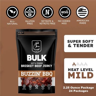 BLOISN-BBQBR-24 image(0) - BULK Jerky  Buzzin BBQ Brisket Beef Jerky - 2.25 ounce package (24 packages)