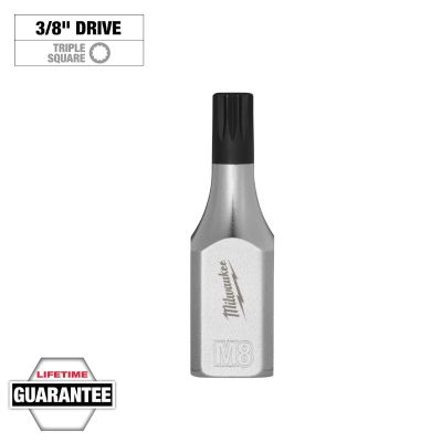 MLW45-34-1142 image(0) - Milwaukee Tool 3/8 Inch Drive 8mm Triple Square Bit Socket