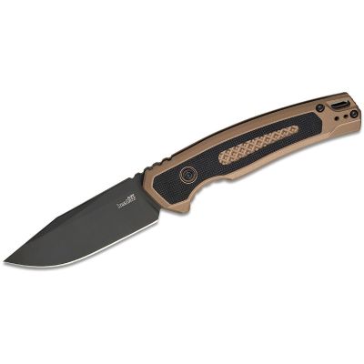 KER7106 image(0) - Kershaw Launch 21 Automatic Push-Button Lock Drop Point Blade Tactical Folding Knife - Flat Dark Earth and Black - $1000 Min Vendor Direct Auto Knives Only. Cannot Ship to CA, CT, DE, MN. Contact Sales Rep.