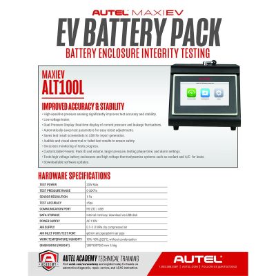 AULALT100L image(1) - Autel MaxiEV ALT100L : EV Battery Leakage and Airtightness Tester with dual pressure display