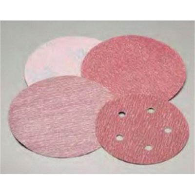 NOR70020 image(0) - Carborundum Abrasives Carbo Premier Red 70020 Dri-Lube Grip-On Sanding Disc, 3 in, P180 Grit, Aluminum Oxide