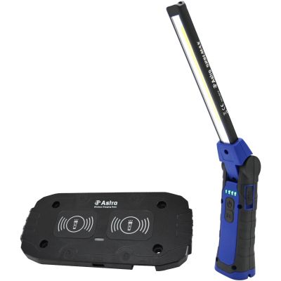 AST52SLMAXC image(0) - Astro Pneumatic 750x2 Lumen Wirelessly Rechargeable Folding Double-Sided LED Slim Light & USB-C Dual Charge Pad