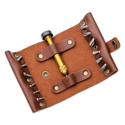CRK9911 image(0) - CRKT (Columbia River Knife) Hex Bit Driver Tool Roll Accessory Brass Handle - Bronze