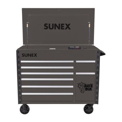 SUN8065PCGRY image(0) - SUNEX 7 Drawer Power Cart with Dedicated power tool storage - GRAY