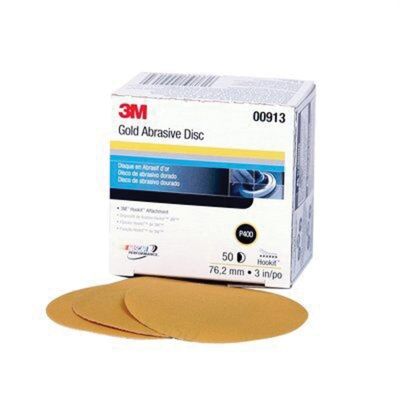 MMM0913 image(0) - 3M 00913 216U Series Abrasive Disc, 3 in Dia, P400 Grit, Hook and Loop, Gold