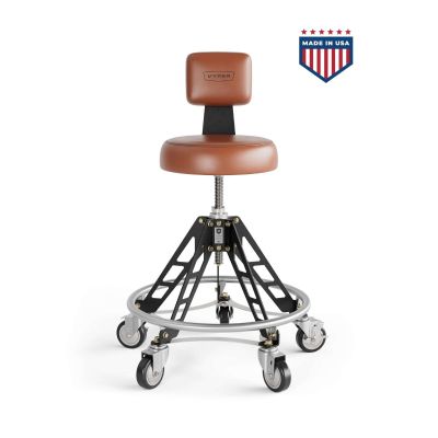 VYPESM-BR-B-EZ image(0) - Vyper Industrial 400 lb Capacity Elevated Steel Max Ez-Lift Shop Chair - Brown/Black