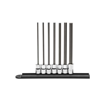 KDT82537 image(0) - GearWrench 7 Piece 3/8 Inch Drive Long Length Hex Bit SAE Socket Set