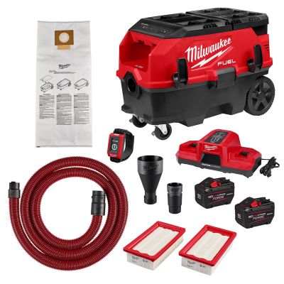 MLW0888-22HD image(0) - Milwaukee Tool M18 FUEL 9 Gallon Dual Battery Dust Extractor with PACKOUT Compatibility and VACLINK Kit