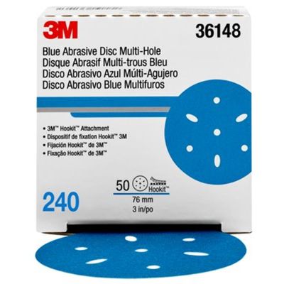MMM36148 image(0) - 3M Hookit Blue Abrasive Disc Multihole 36148 (4PK)