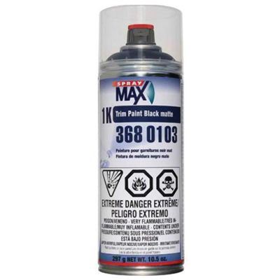 SMX3680103 image(0) - SprayMax 3680103 1K Trim Paint, 10.5 oz Aerosol Can, Matt Black, Liquid, 5.4 sq-ft Coverage