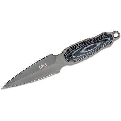 CRK2075 image(0) - CRKT (Columbia River Knife) Shrill 8Cr13MoV Titanium Nitride Plain Blade Fixed Blade Knife with Sheath Micarta Handle - Black/Grey