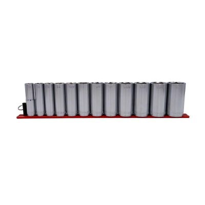 VIMS800D image(0) - VIM Tools 12 PC. 1/2'' DR. DEEP SAE SOCKET SET W/ 16" RED MAGRAIL.(INCLUDES 9/16'' - 1-1/4'')