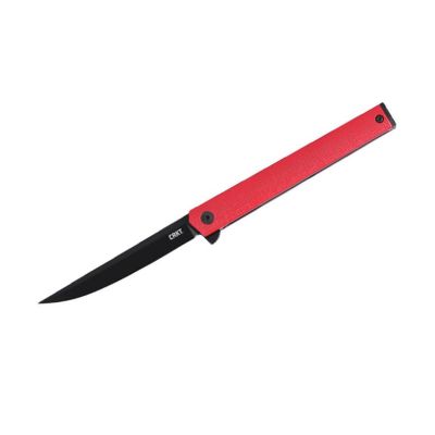 CRK7097RK image(0) - CRKT (Columbia River Knife) CEO AUS 8 EDP Plain Blade Folding Knife with Liner Lock Glass-Reinforced Nylon Handle - Black/Red