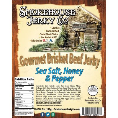 THS028975 image(0) - Tender Heifer Snack Co. Sea Salt Honey and Pepper Gourmet Beef Brisket Jerky - 7 Ounce
