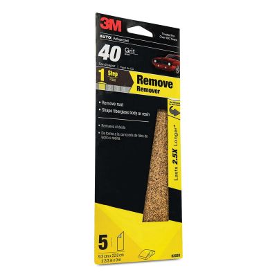 MMM3038 image(0) - 3M 03038 Sandpaper, 3-2/3 in W x 9 in L, 40 Grit, Aluminum Oxide Abrasive, Brown, Dry