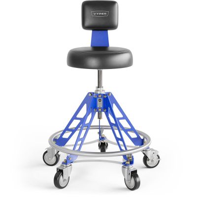 VYPESM-B-BL-ACM image(0) - Vyper Industrial 400 lb Capacity Elevated Steel Max Acme Rod Shop Chair - Black/Blue