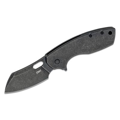 CRK5315KS image(0) - CRKT (Columbia River Knife) Pilar Large 8Cr13MoV Stonewash Plain Blade Folding Knife with Frame Lock Stainless Steel Handle - Black