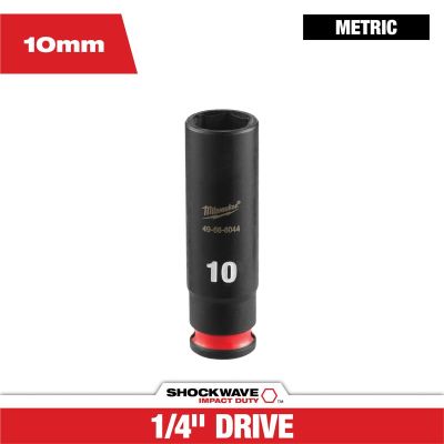 MLW49-66-6044 image(0) - Milwaukee Tool SHOCKWAVE&trade; Impact Duty 1/4" Drive 10MM Deep 6 Point Socket