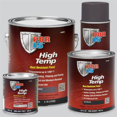 POI44316 image(0) - POR-15 INC 44316 Heat Resistant High Temperature Paint, 8 oz Can, Aluminum, Liquid, 4 hr Curing