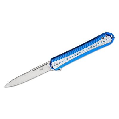 CRK6710 image(0) - CRKT (Columbia River Knife) Stickler 12C27 Satin Plain Blade Assisted Folding Knife with Liner Lock Aluminum Handle - Blue