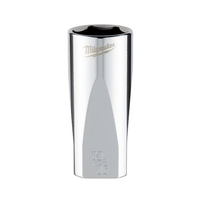 MLW45-34-9074 image(0) - Milwaukee Tool 3/8" Drive 13/16" SAE 6-Point Deep Socket with FOUR FLAT Sides, Vanadium Steel, Chrome