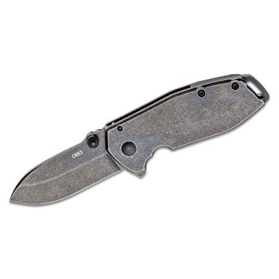 CRK2493 image(0) - CRKT (Columbia River Knife) Squid 8Cr14MoV Stonewash Plain Blade Assisted Folding Knife with Frame Lock Stainless Steel Handle - Black