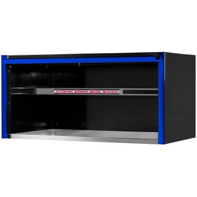 EXTEX5501HCQBKBL image(0) - Extreme Tools EXQ Series 55in W x 30in D Professional Extreme Power Workstation Hutch  Black w Blue Handle