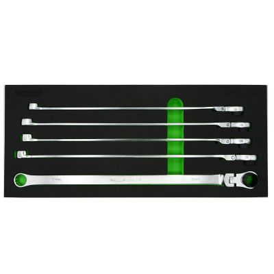 VIMDFXL150 image(0) - VIM Tools 5 Piece Deep Spline Ratcheting Flex Head Wrench Set (15-19 mm)