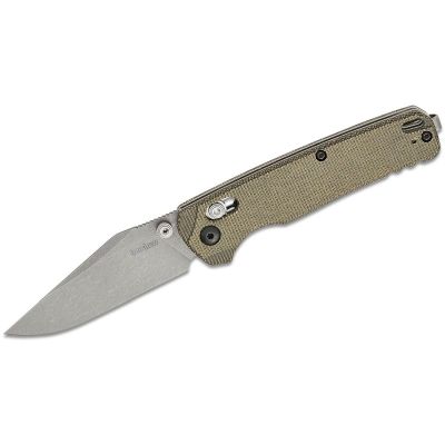 KER6106 image(0) - Kershaw Bel Air Manual Open DuraLock CPM MagnaCut Clip Point Blade with working finish EDC Folding Pocket Knife - Green Micarta