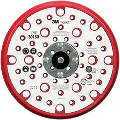MMM30160 image(0) - 3M Hookit Low Profile Disc Back-up Pad 30160, 6 Inch, 53 Holes, Red Foam, 10/Case