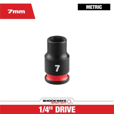 MLW49-66-6027 image(0) - Milwaukee Tool SHOCKWAVE&trade; Impact Duty 1/4" Drive 7MM Standard 6 Point Socket
