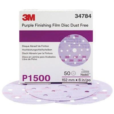 MMM34784 image(0) - 3M 34784 260L Series Dust Free Abrasive Disc, 6 in Dia, P1500 Grit, Hook and Loop, Purple