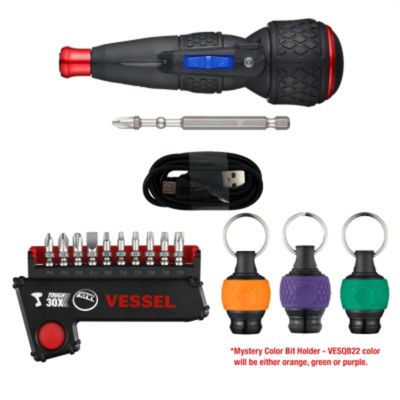 VESWINTER2025-POWER image(0) - Vessel Tools 2025 Power Holiday Bundle - E-Assist Screwdriver, Bit Set, and One MYSTERY Color Bit Holder