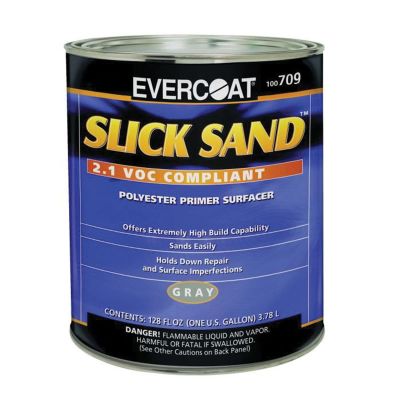 FIB709 image(0) - Fibre glass Evercoat SLICK SAND 100709 Extra High-Build Polyester Primer Surfacer, 1 gal Round Can, Gray