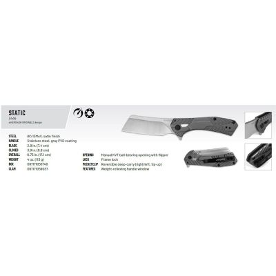 KER3445 image(1) - Kershaw Static Manual Frame Lock Cleaver Blade EDC Folding Pocket Knife - Gray