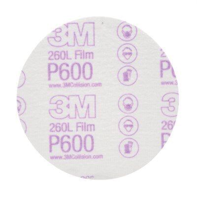 MMM0955 image(0) - 3M 00955 260L Series Abrasive Disc, 5 in Dia, P600 Grit, Hook and Loop, White