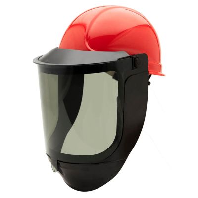 OBRTCG30-EL-C image(0) - OBERON Face Shield & Hard Cap - Arc Flash - 30 Cal TCG - EZ Lift - Lens Color: True Color Grey