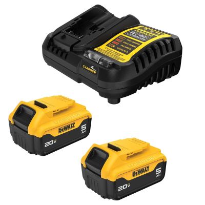 DWTDCB205-2C image(0) - DeWalt 20V MAX* Lithium-Ion 5.0 Ah Starter Kit
