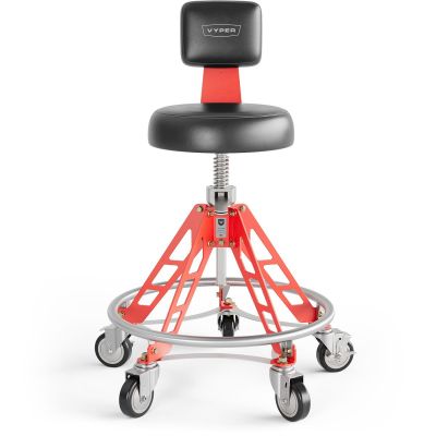 VYPESM-B-R-QH image(0) - Vyper Industrial 400 lb Capacity Elevated Steel Max Quick Height Shop Chair - Black/Red