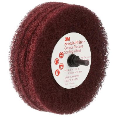 MMM67430 image(0) - 3M Scotch-Brite 67430 CF-D4 Series General Purpose Scuffing Wheel, 4 in, Very Fine Grade, Aluminum Oxide