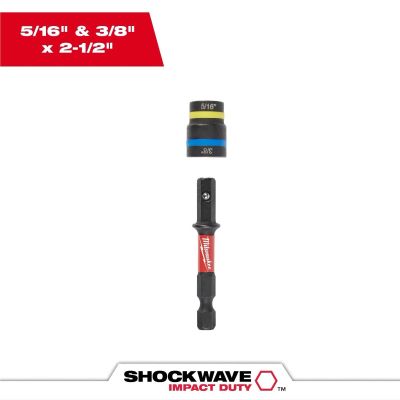 MLW49-66-4743 image(0) - Milwaukee Tool SHOCKWAVE Impact Duty 5/16 Inch and 3/8 Inch x 2-1/2 Inch QUIK-CLEAR 2-in-1 Magnetic Nut Driver Bulk 25