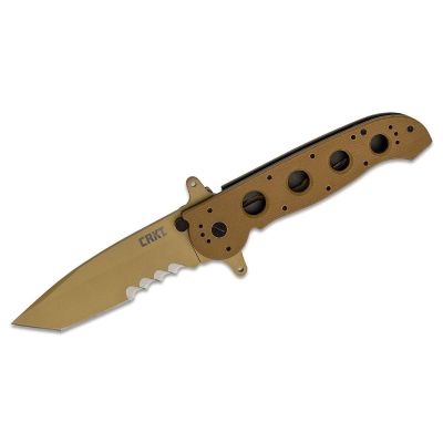 CRKM16-14DSFG image(0) - CRKT (Columbia River Knife) M16-14DSFG 1.4116 Titanium Nitride Veff Serration Folding Knife with Liner Lock G10 Handle - Desert Tan